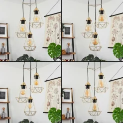 Lampes Industrielles-hofstein Suspension Cenova Laiton, Noir, 3 lumières