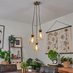 Lampes Industrielles-hofstein Suspension Cenova Laiton, Noir, 3 lumières