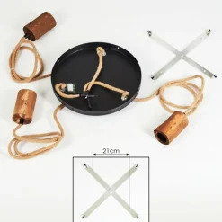 Style Boho-Chic-hofstein Suspension Chapana Brun, Bois clair, Noir, 3 lumières