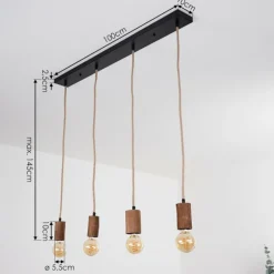 Style Boho-Chic-hofstein Suspension Chapana Brun, Noir, 4 lumières