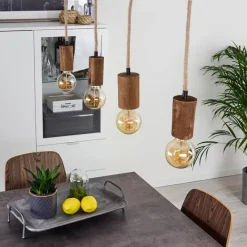 Style Boho-Chic-hofstein Suspension Chapana Brun, Noir, 4 lumières