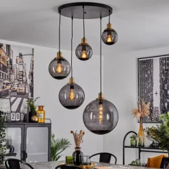 Suspension Verre Fumé-hofstein Suspension Charlet Noir, 5 lumières