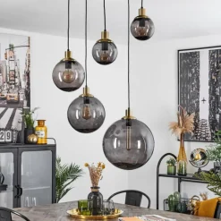 Suspension Verre Fumé-hofstein Suspension Charlet Noir, 5 lumières