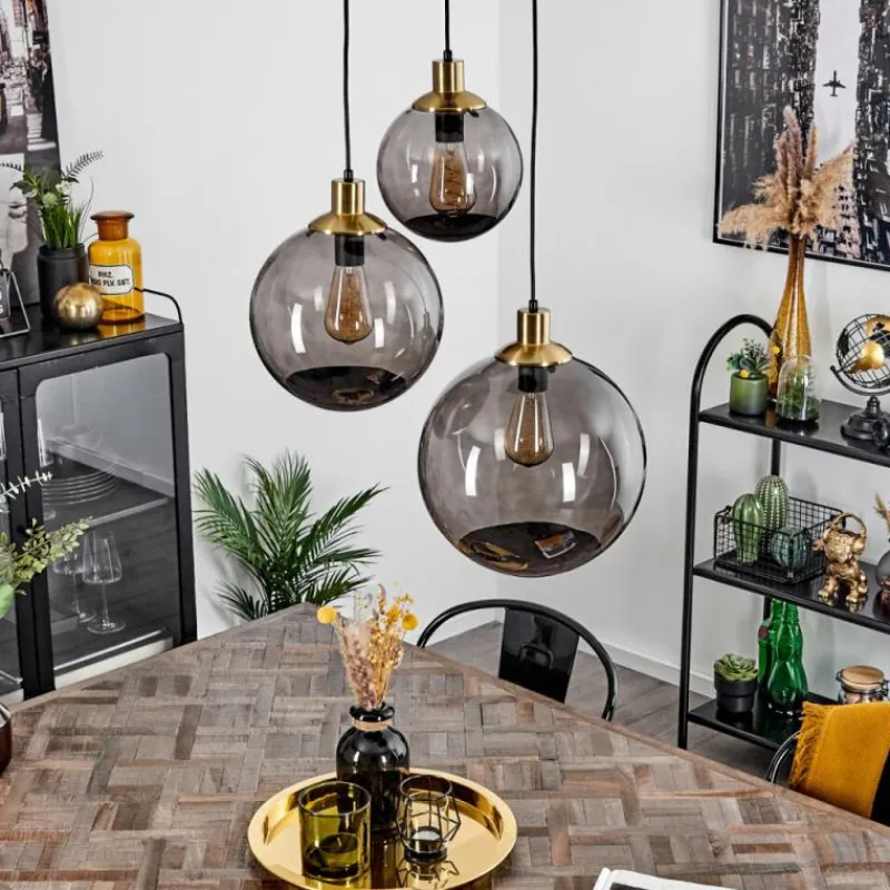 Suspension Verre Fumé-hofstein Suspension Charlet Noir, 3 lumières