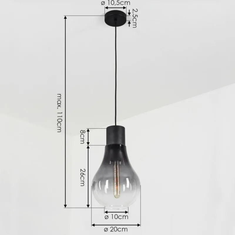 Suspension Verre Fumé-hofstein Suspension Chaumon Noir, 1 lumière