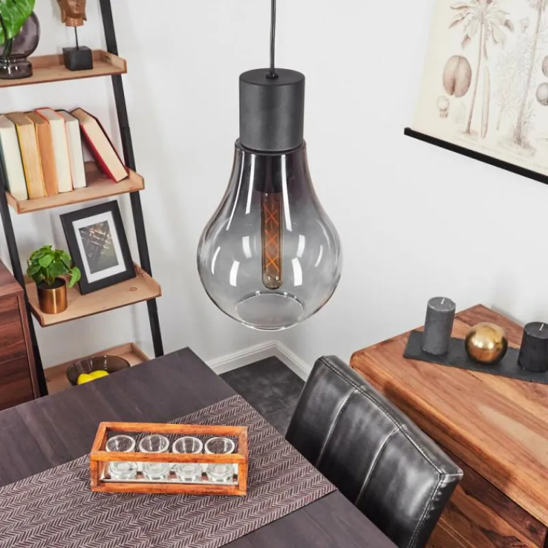 Suspension Verre Fumé-hofstein Suspension Chaumon Noir, 1 lumière