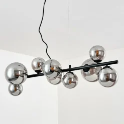 Suspension Verre Fumé-hofstein Suspension Chehalis LED Noir, 9 lumières