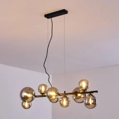 Suspension Verre Fumé-hofstein Suspension Chehalis LED Noir, 9 lumières