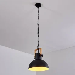 Lampes Vintages & Rétros-hofstein Suspension Chetco Bois clair, Noir, 1 lumière