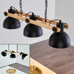 Lampes Industrielles-hofstein Suspension Chetco Bois clair, Noir, 3 lumières