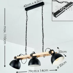 Lampes Industrielles-hofstein Suspension Chetco Bois clair, Noir, 3 lumières