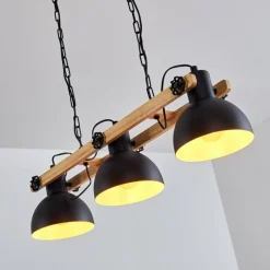 Lampes Industrielles-hofstein Suspension Chetco Bois clair, Noir, 3 lumières