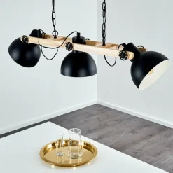Lampes Industrielles-hofstein Suspension Chetco Bois clair, Noir, 3 lumières