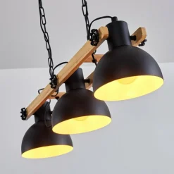 Lampes Industrielles-hofstein Suspension Chetco Bois clair, Noir, 3 lumières
