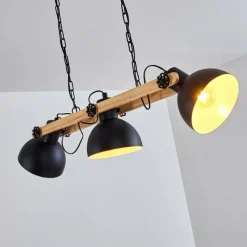 Lampes Industrielles-hofstein Suspension Chetco Bois clair, Noir, 3 lumières
