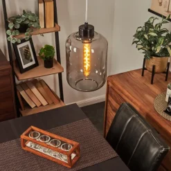 Suspension Verre Fumé-hofstein Suspension Chiedent Noir, 1 lumière