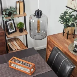 Suspension Verre Fumé-hofstein Suspension Chiedent Noir, 1 lumière