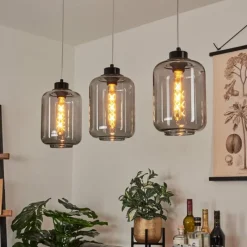 Suspension Verre Fumé-hofstein Suspension Chiedent Noir, 3 lumières