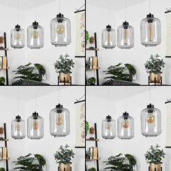 Suspension Verre Fumé-hofstein Suspension Chiedent Noir, 3 lumières