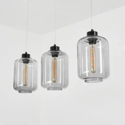Suspension Verre Fumé-hofstein Suspension Chiedent Noir, 3 lumières