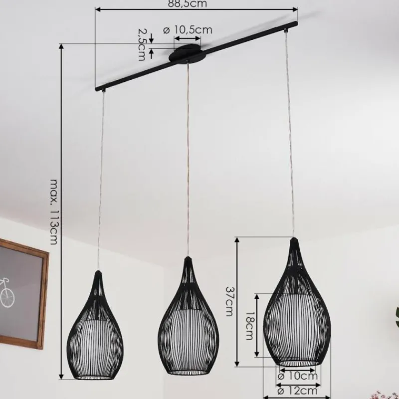 hofstein Suspension Chipoc Noir, 3 lumières