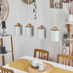 Lampes En Tissu-hofstein Suspension Chiuvi Gris, Écru, 4 lumières