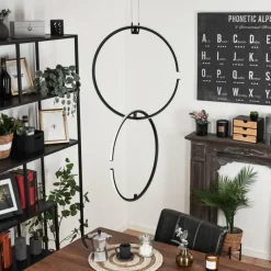 hofstein Suspension Chlak LED Noir, 2 lumières, Télécommandes