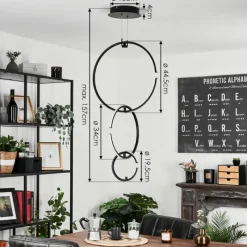 hofstein Suspension Chlak LED Noir, 3 lumières, Télécommandes