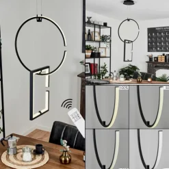 hofstein Suspension Chlak LED Noir, 2 lumières, Télécommandes