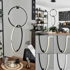 hofstein Suspension Chlak LED Noir, 2 lumières, Télécommandes