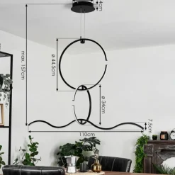 hofstein Suspension Chlak LED Noir, 3 lumières, Télécommandes