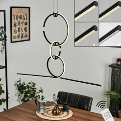 hofstein Suspension Chlak LED Noir, 3 lumières, Télécommandes* Éclairage Led