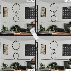 hofstein Suspension Chlak LED Noir, 3 lumières, Télécommandes* Éclairage Led