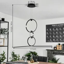 hofstein Suspension Chlak LED Noir, 3 lumières, Télécommandes* Éclairage Led