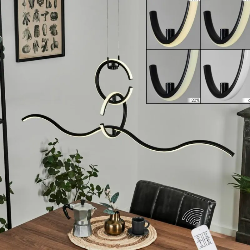 hofstein Suspension Chlak LED Noir, 3 lumières, Télécommandes