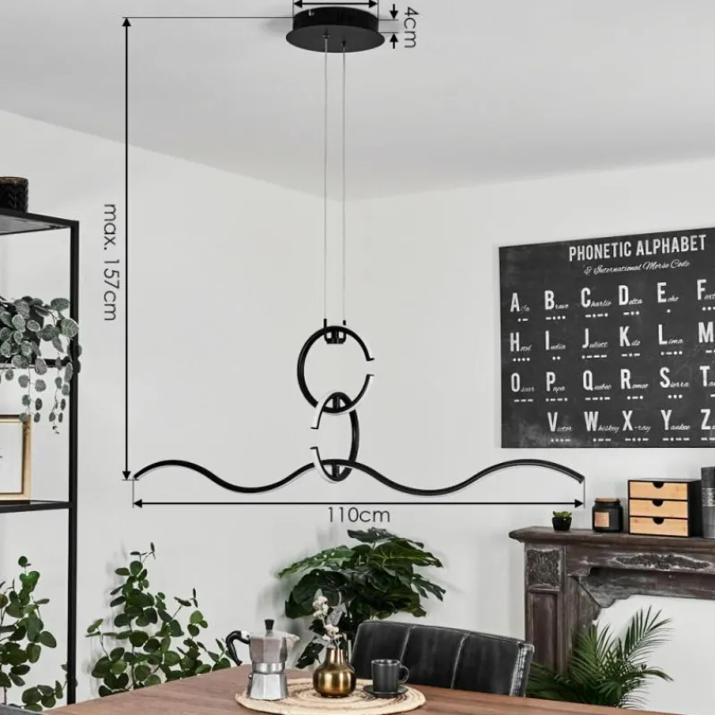 hofstein Suspension Chlak LED Noir, 3 lumières, Télécommandes