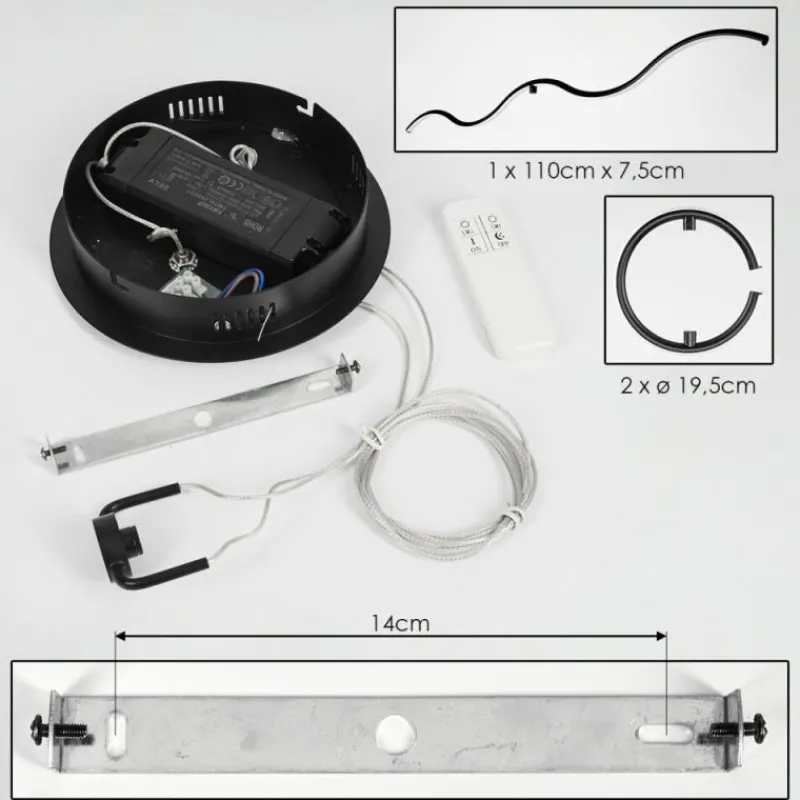hofstein Suspension Chlak LED Noir, 3 lumières, Télécommandes