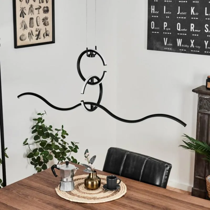 hofstein Suspension Chlak LED Noir, 3 lumières, Télécommandes