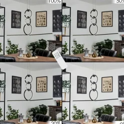 hofstein Suspension Chlak LED Noir, 3 lumières, Télécommandes