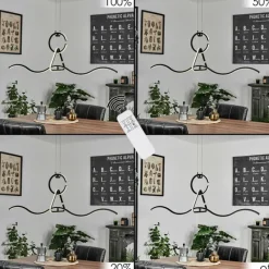 hofstein Suspension Chlak LED Noir, 3 lumières, Télécommandes