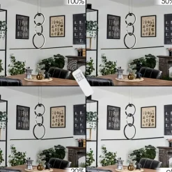 hofstein Suspension Chlak LED Noir, 3 lumières, Télécommandes