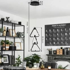 hofstein Suspension Chlak LED Noir, 3 lumières, Télécommandes* Éclairage Led