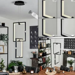 hofstein Suspension Chlak LED Noir, 2 lumières, Télécommandes