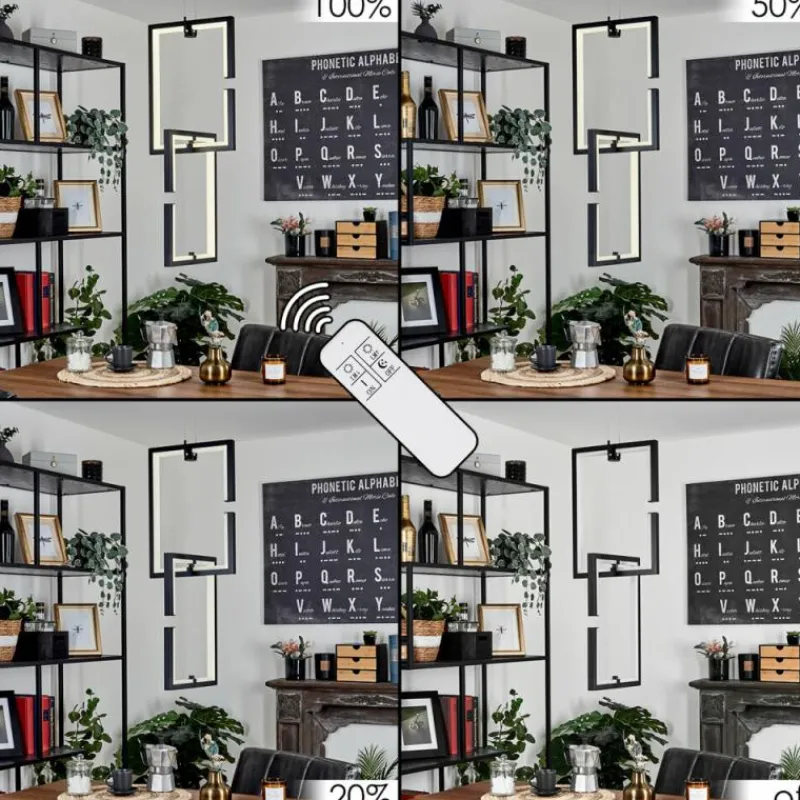 hofstein Suspension Chlak LED Noir, 2 lumières, Télécommandes