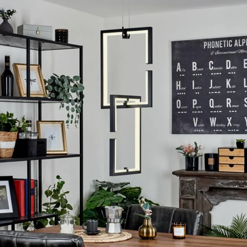 hofstein Suspension Chlak LED Noir, 2 lumières, Télécommandes