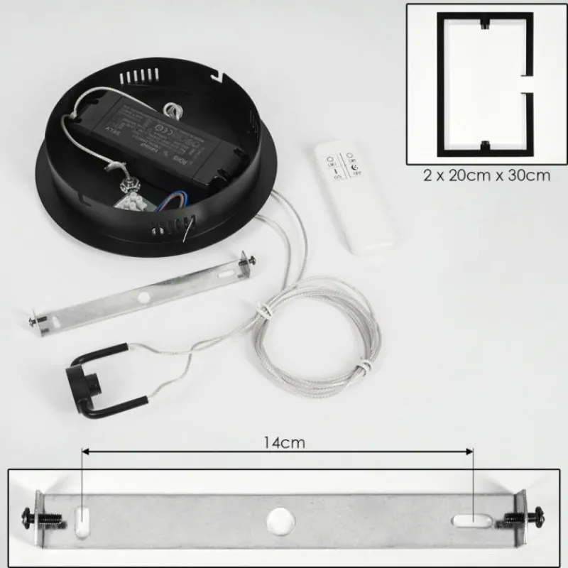 hofstein Suspension Chlak LED Noir, 2 lumières, Télécommandes