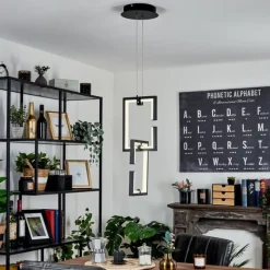 hofstein Suspension Chlak LED Noir, 2 lumières, Télécommandes