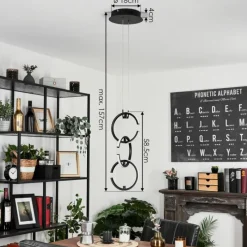 hofstein Suspension Chlak LED Noir, 3 lumières, Télécommandes