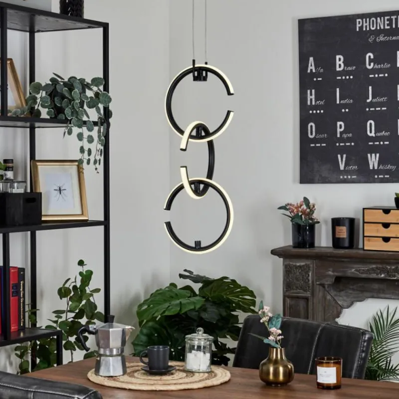 hofstein Suspension Chlak LED Noir, 3 lumières, Télécommandes