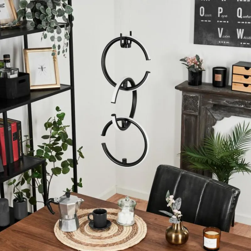 hofstein Suspension Chlak LED Noir, 3 lumières, Télécommandes